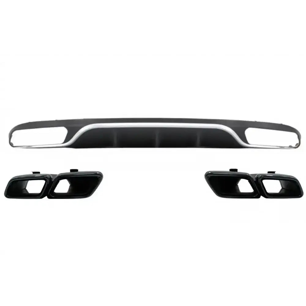 Rear Diffuser With Exhaust Muffler Tips Suitable For Mercedes E-class W213 S213 Standard (2016-2019) E63 Design Black