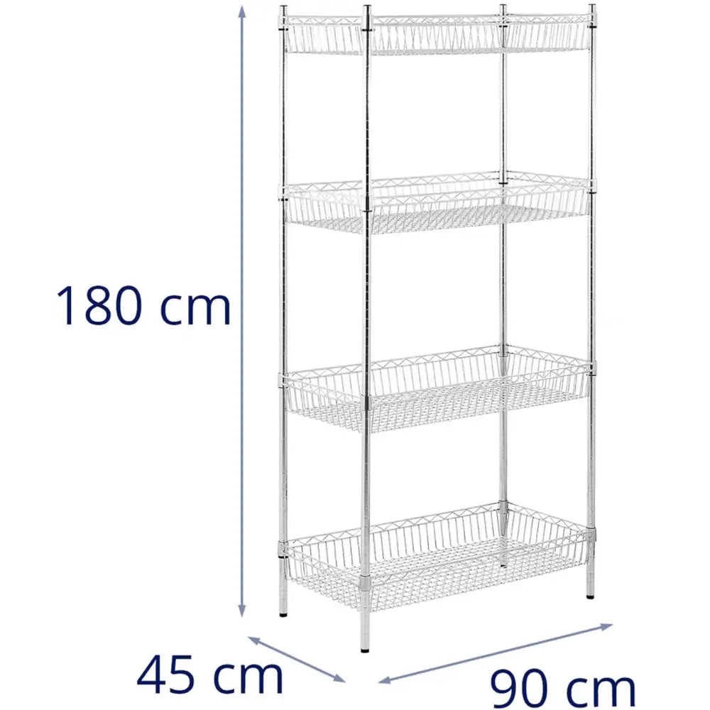 Regal Trådmetall til Garderobeplass 4 Kurver 90 x 45 x 180 Cm 200 Kg