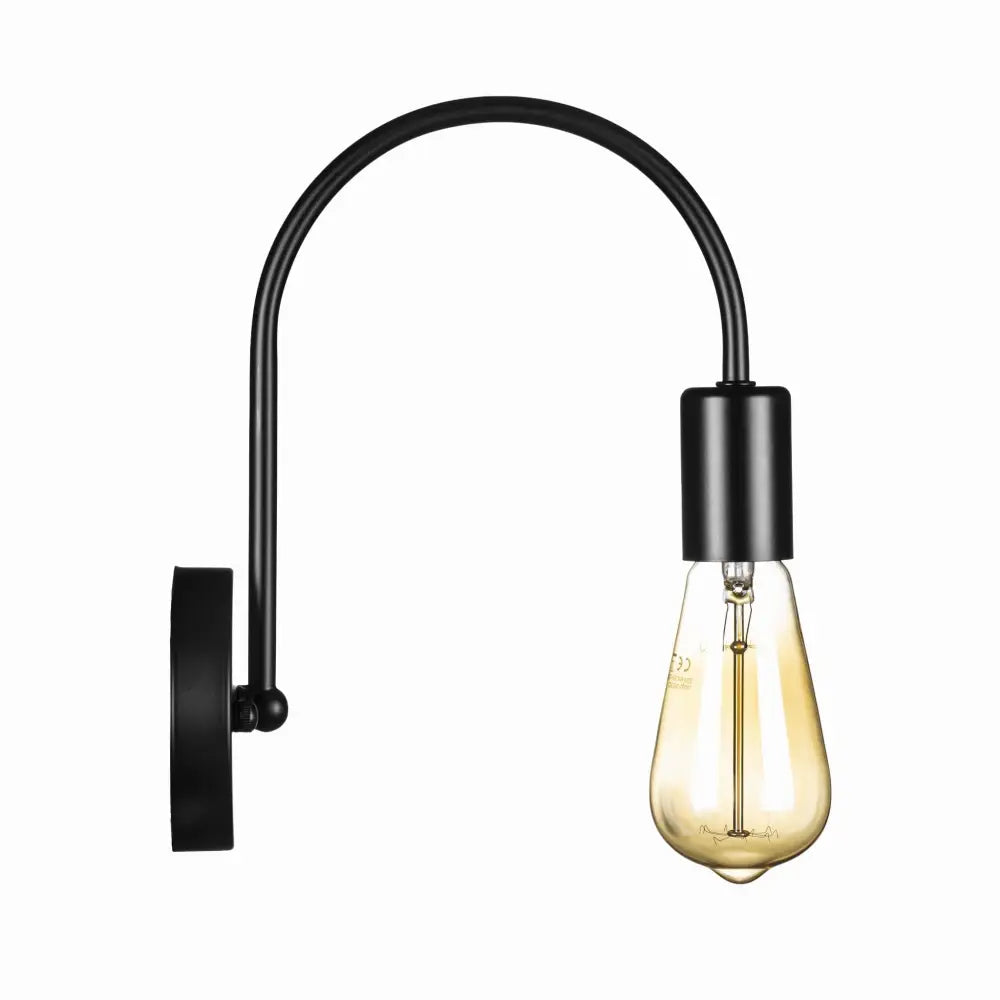 Retro Svingarm Vegglampe E27 Loft Svart - 1