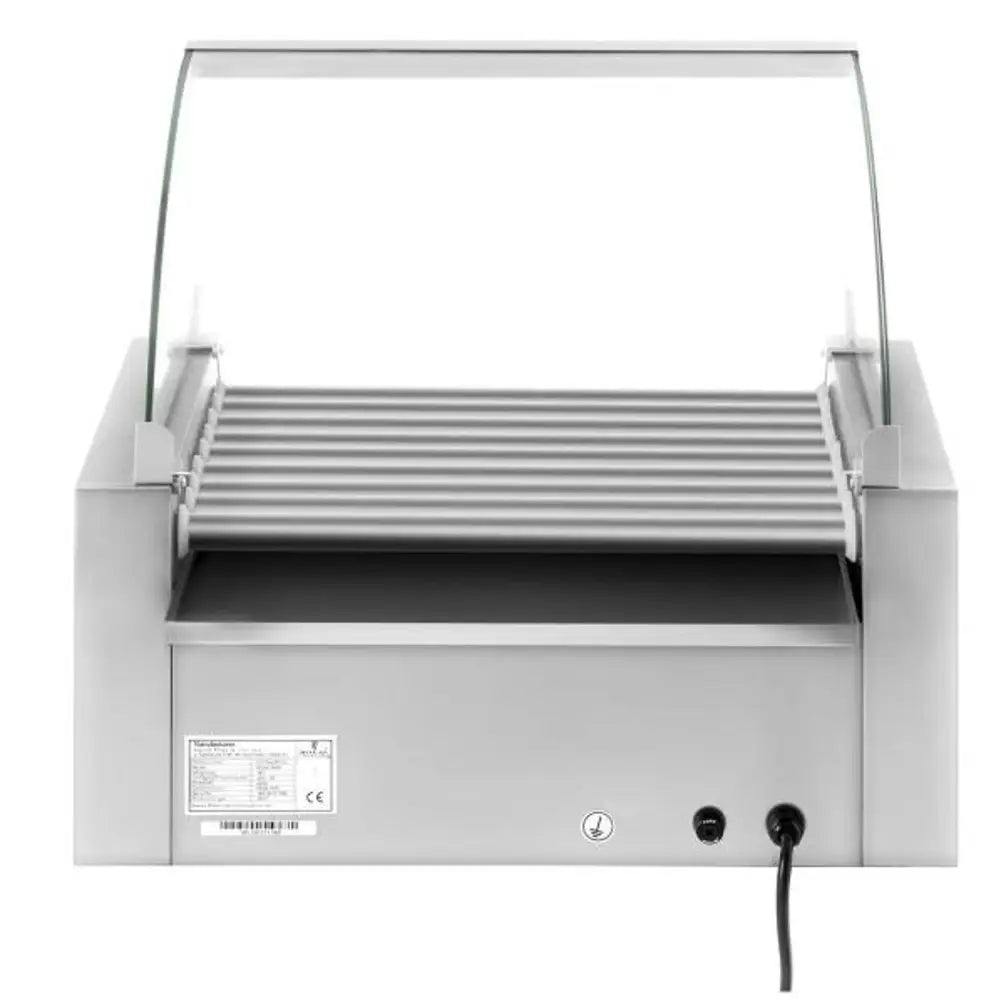 Rullende Grill med Beskyttelse og Varmeskuffe for Pølsebrød 16 Pølser Hotdog 2200w 230v Royal Catering.