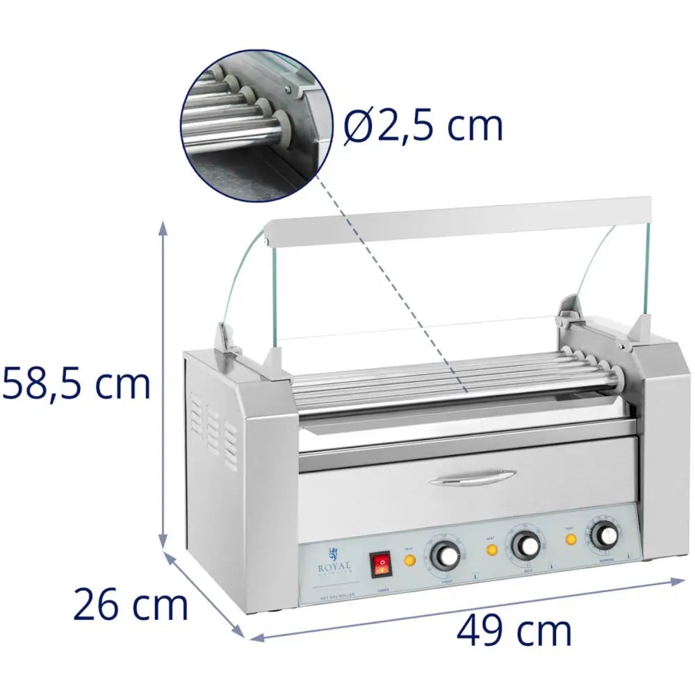 Rullende Grillpølser Og Hot Dog-varmer Med Skuff Og Hette - 5 Ruller. - 8