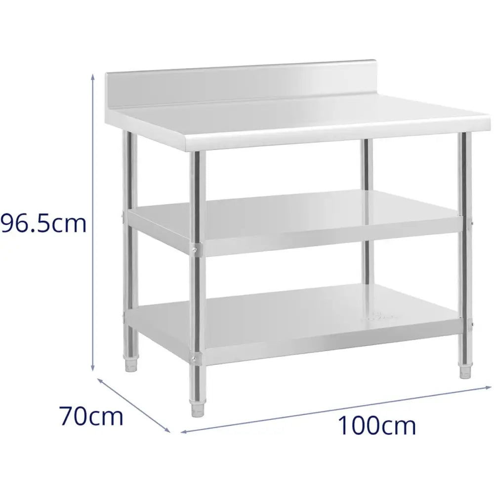 Rustfritt Stålarbeidsbord Med Veggfeste 2 Hyller 100x70cm - 5