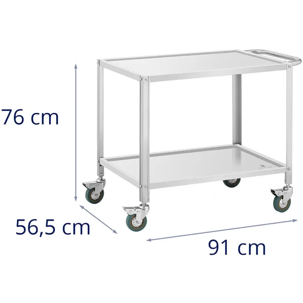 Serveringsvogn Med 2 Hyller 80 x 57 Cm Til Catering Opptil 100 Kg - 6