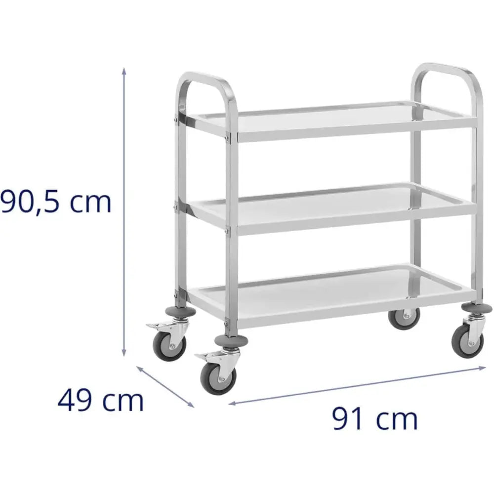 Serveringsvogn Med 3 Hyller 73 x 38 Cm Bærer Opptil 81 Kg - 5