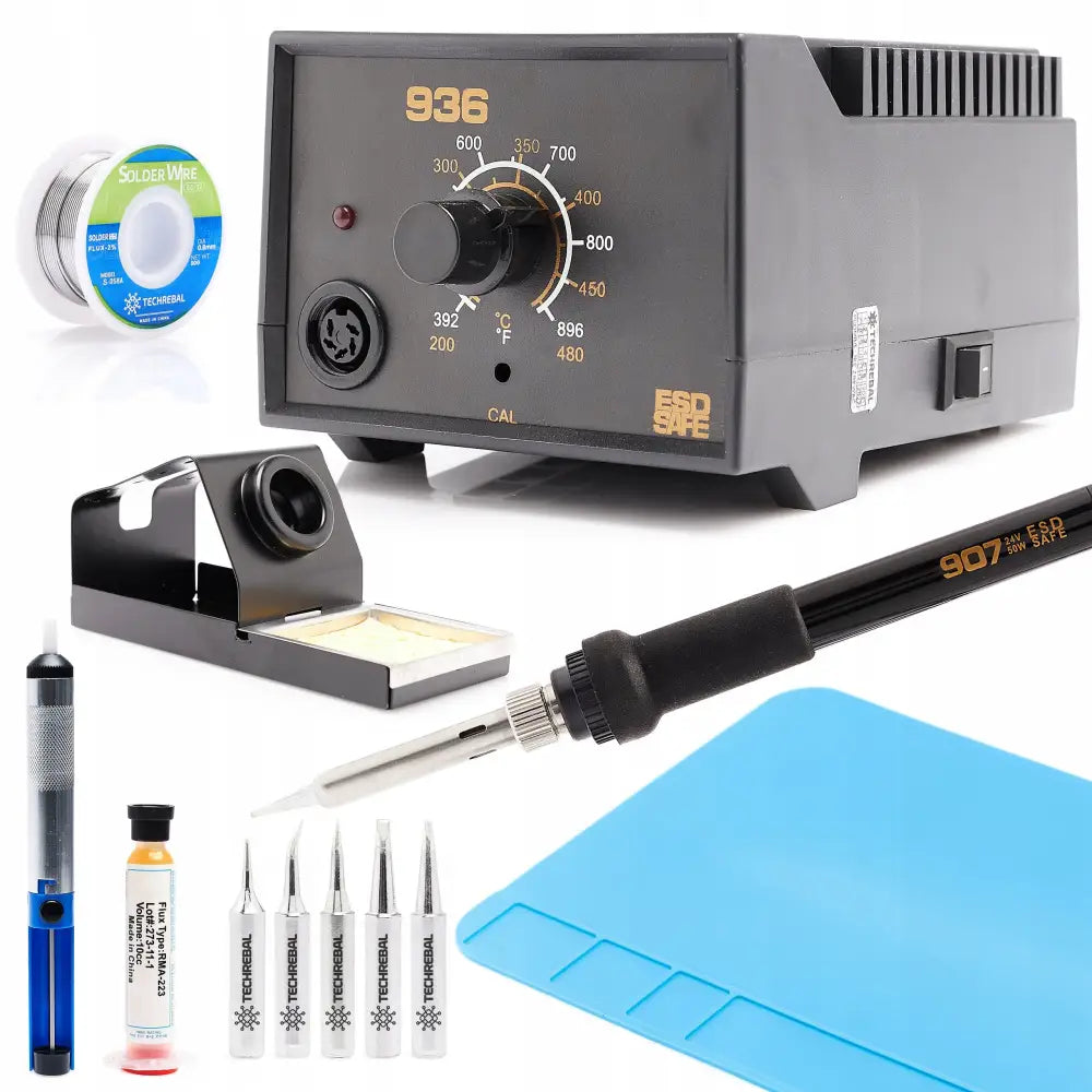 Sett Loddestasjon Set Techrebal Soldering Iron 936 Pencil-type Tin Soldering Mat