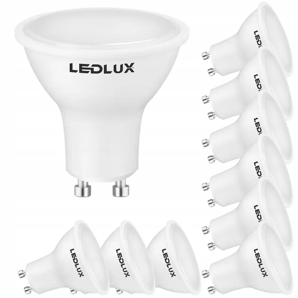 Sett med 10 x Led-pære Gu10 12w Nøytral Hvit