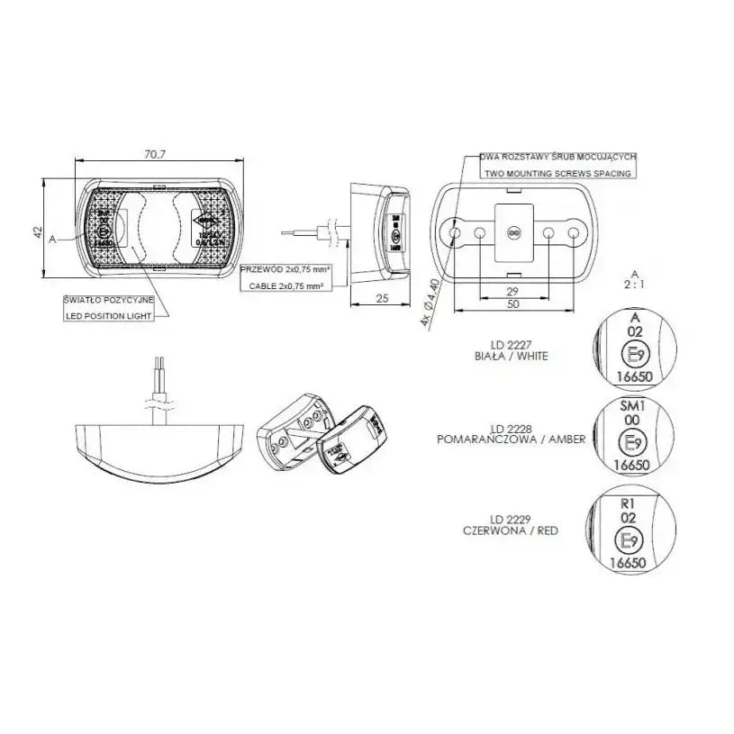 Sett Med 4x Led Klaringslamper Horpol Ld 2227 Hvit - 2