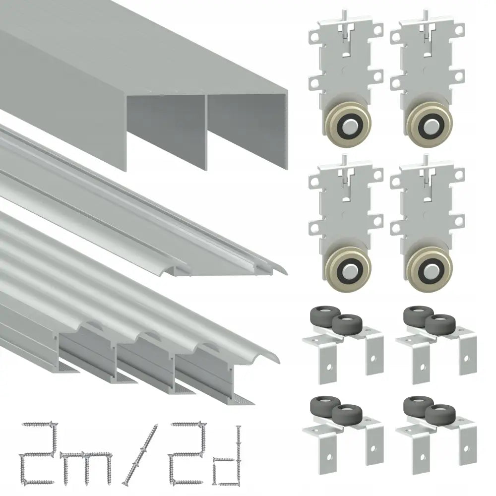 Sett Med Skyvedørbeslag Klasse 2 Sølv - 1
