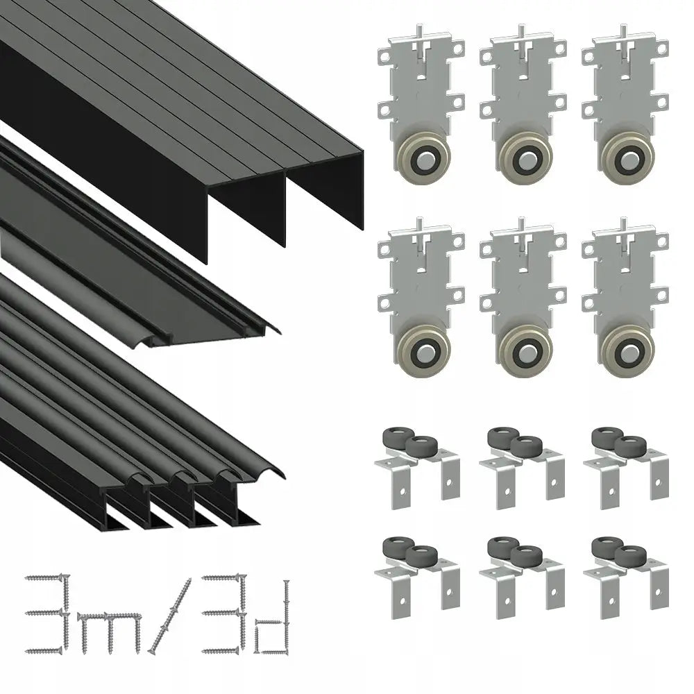 Sett Med Skyvedørbeslag Sort Klasse 3m / 3d - 1