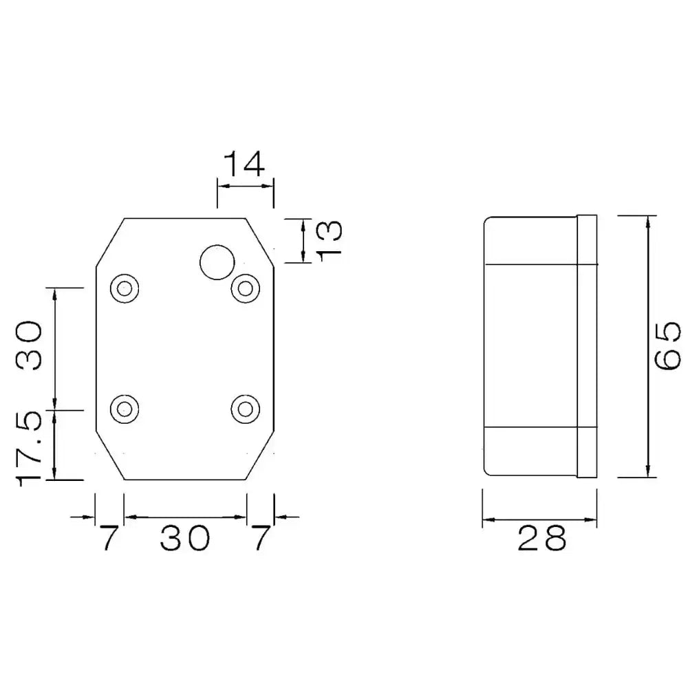 Sidemarkeringslykt til Henger Aspöck Flexipoint Hvit 0,5m / 12v