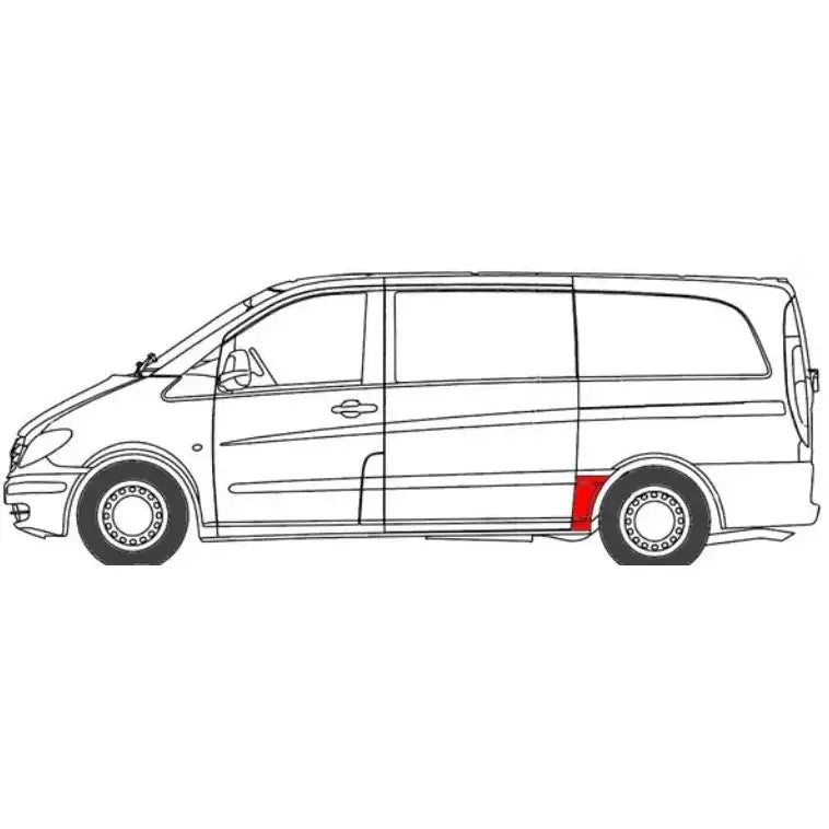 Skjerm Panel Bak Venstre Nedre - Mercedes Vito/viano (w639) Kort - 2