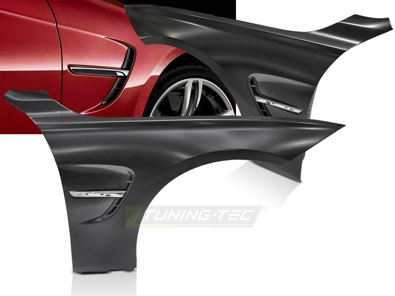 BMW F30 F31 forskjerm Sport Style med krom sideventil nærbilde