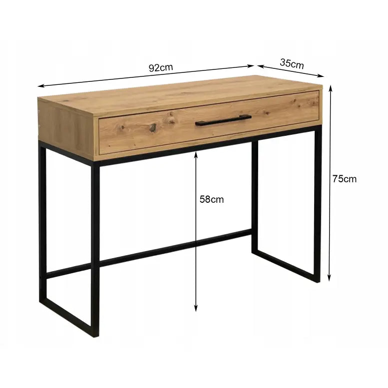 Sminkebord Konsoll 92 Cm Metall Eik Artisan Bella - 4