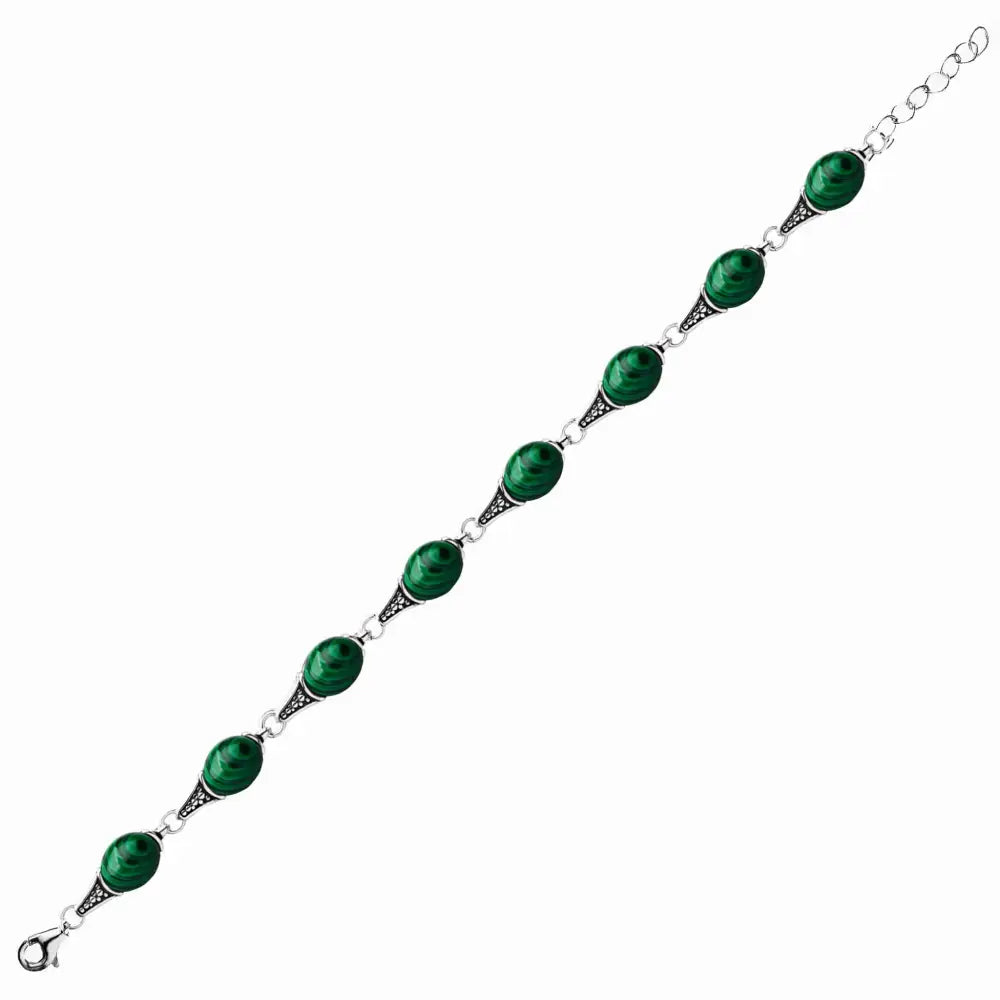 Sølvarmbånd Med Grønne Malakittsteiner - 1