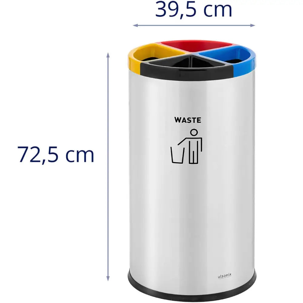 Søppelbøtte Til Søppelsortering 4 Kammer Stål 45 l Sølv - 6