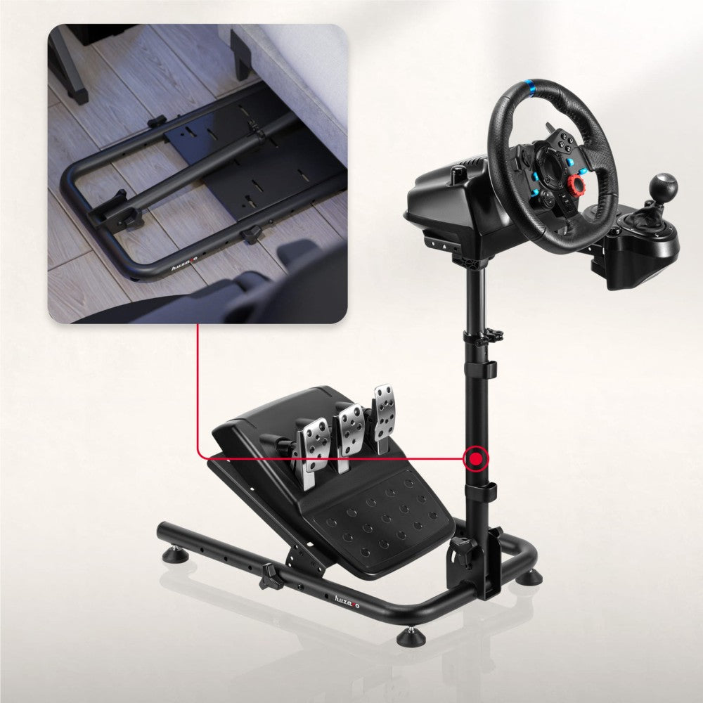 Huzaro Speed 2.0 sim racing stativ frittstående på gulv – sidevisning