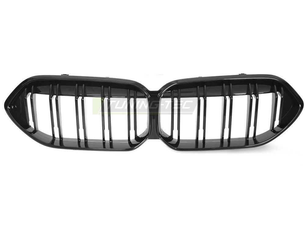 Nærbilde av Double Bar-sportsgrill i blank svart for BMW 2-serie F44