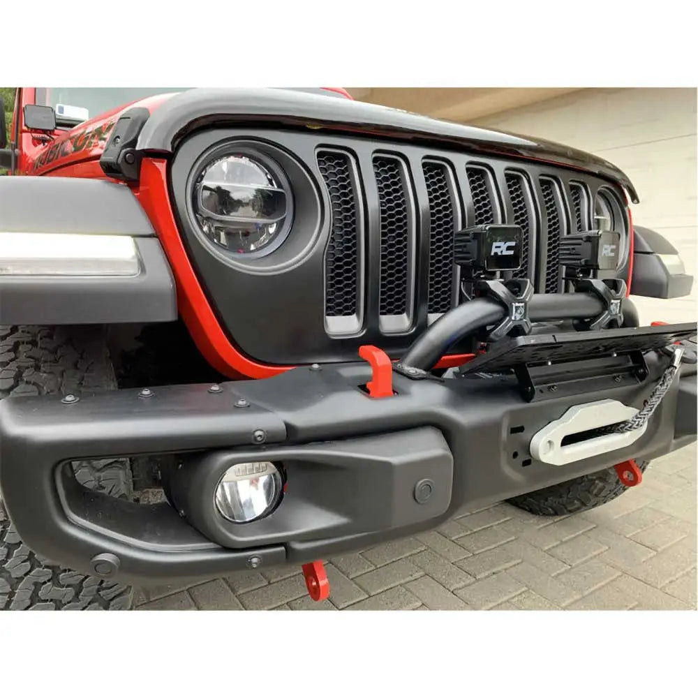 Stål Front Støtfanger Med Bull Bar Og Vinsjplate - Jeep Wrangler Jl 4xe 21- - 5