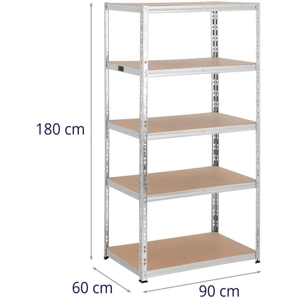 Stålhylle Lager 5 Hyller 875 Kg 90 x 60 x 180 Cm Grå