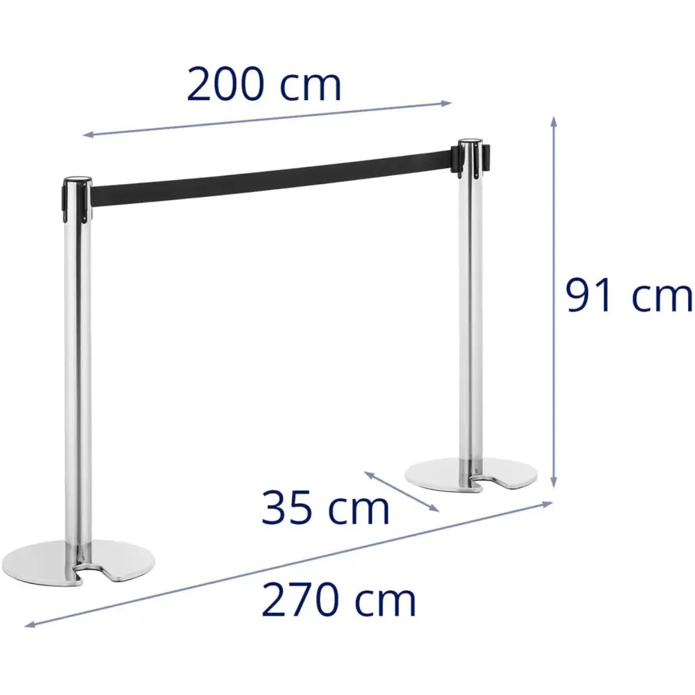 Stolpeavskjerming i Sølv med Svart Bånd og Base med 2m Innrykk - 2 Stk.