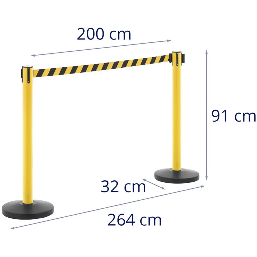 Stolpeavskjerming Med Uttrekkbar Bånd 2 m Gul Svart - 2 Stk. - 6