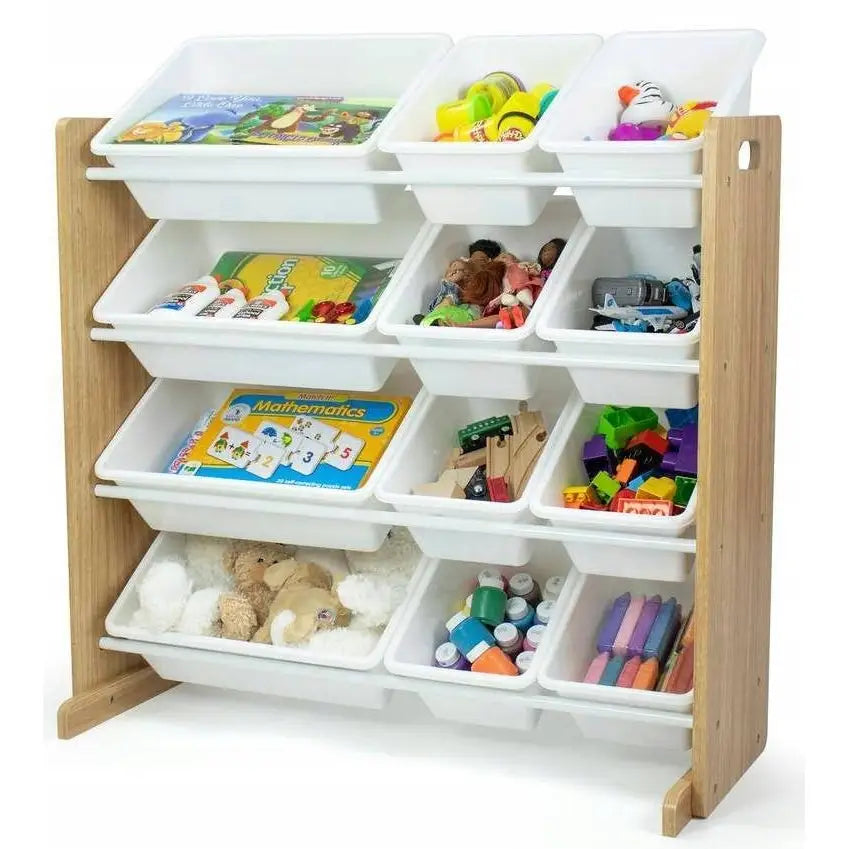 Stor Hvit Tre Hylle Kommode Oppbevaringsbokser Barn Leker Organizer - 1