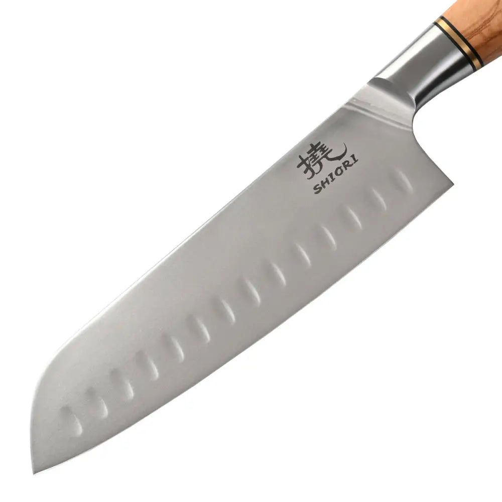 Stor Perfekt Balansert Shiori 撓 Shibuki Santoku Kniv Fra Sandvik 14c28n Stål Premium Oliventre - 3