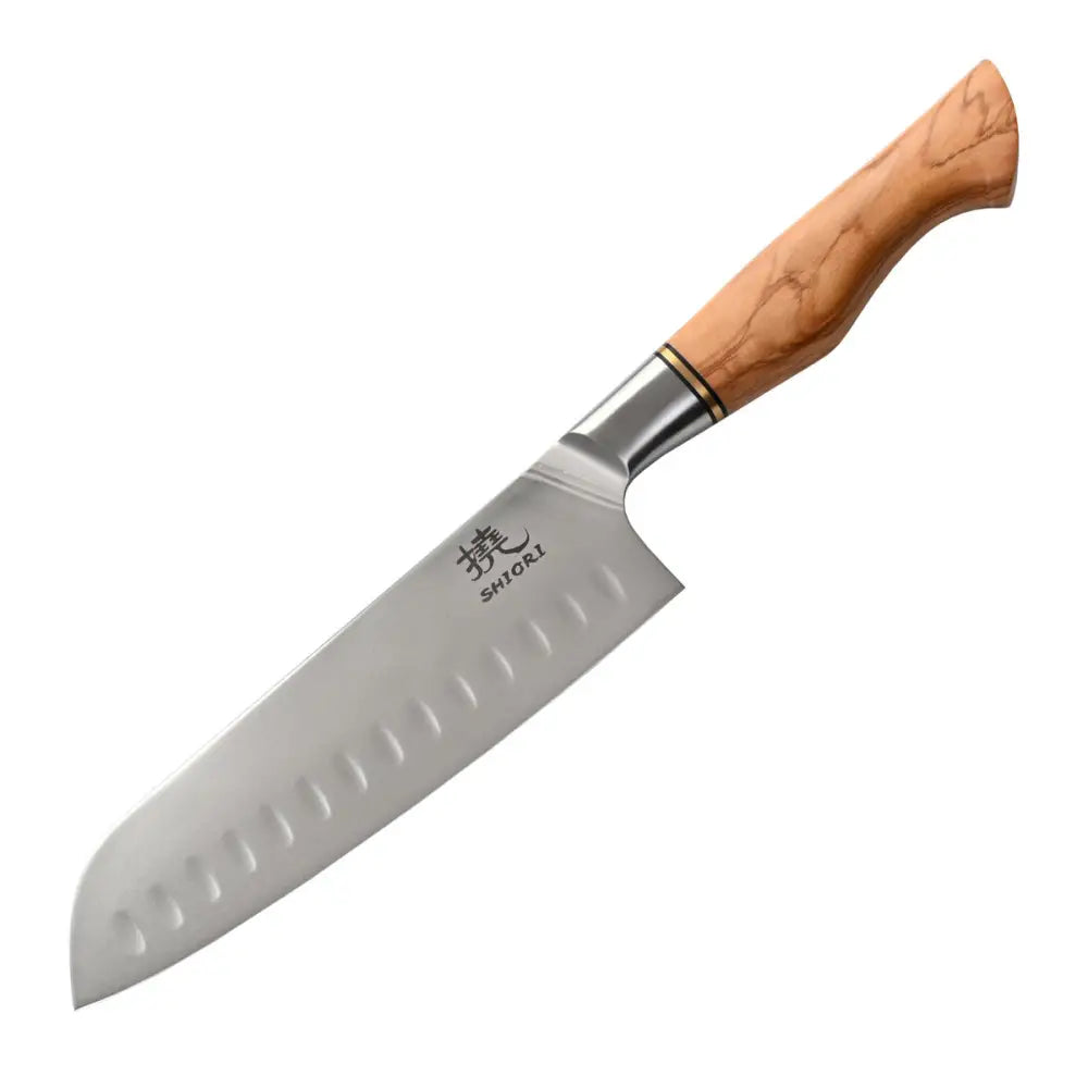 Stor Perfekt Balansert Shiori 撓 Shibuki Santoku Kniv Fra Sandvik 14c28n Stål Premium Oliventre - 2