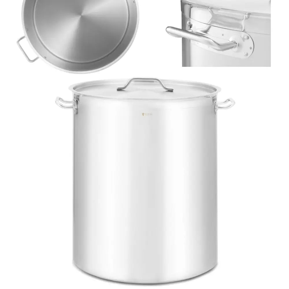 Stor Stålkasserolle Med Lokk Og Tykk Bunne For Induksjonskomfyr Og Gasskomfyr 115 l - 1