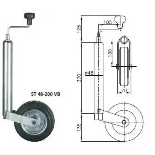 Støttehjul For Tilhenger Winterhoff St 48-200 Vb 150kg - 3