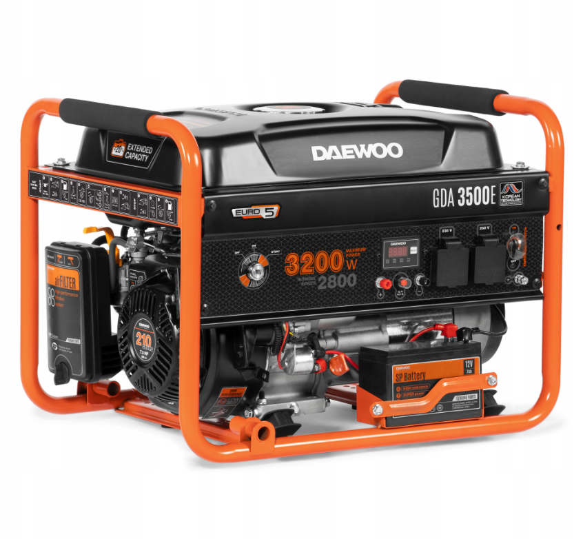 Strømaggregat Daewoo GDA 3500E 3,2 kW med el-start (AVR, 230V)