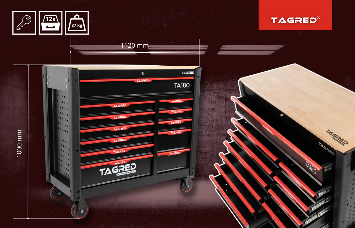 Verktøyvogn Tagred TA180 perforert sidepanel for kroker og holdere