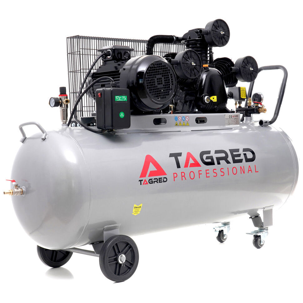 Kompressor Tagred TA311 oljekompressor med 300L tank sett forfra