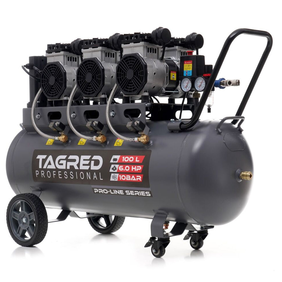 Kompressor Tagred TA3389 oljefri stempelkompressor med 100-liters tank