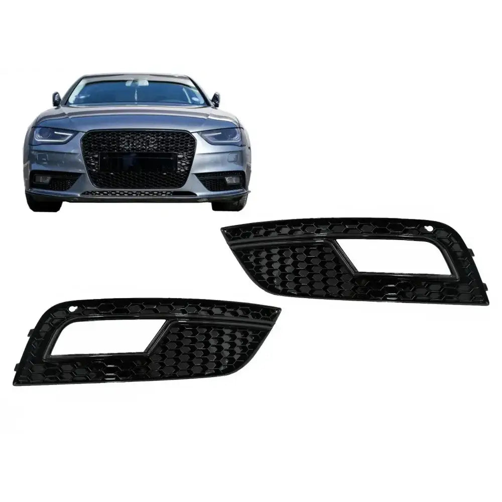 Tåkelys Deksel Griller Audi A4 B8 Facelift 12-15 Rs4 Design Black - 1