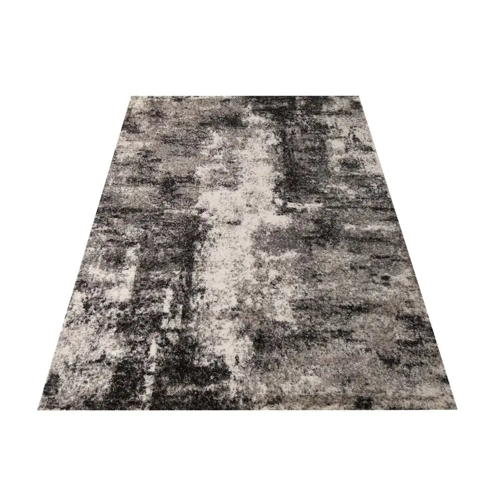 Tepe Moderne Panamero, rektangulært teppe 200x290 cm med abstrakt svart, grått og hvitt mønster, sett ovenfra.