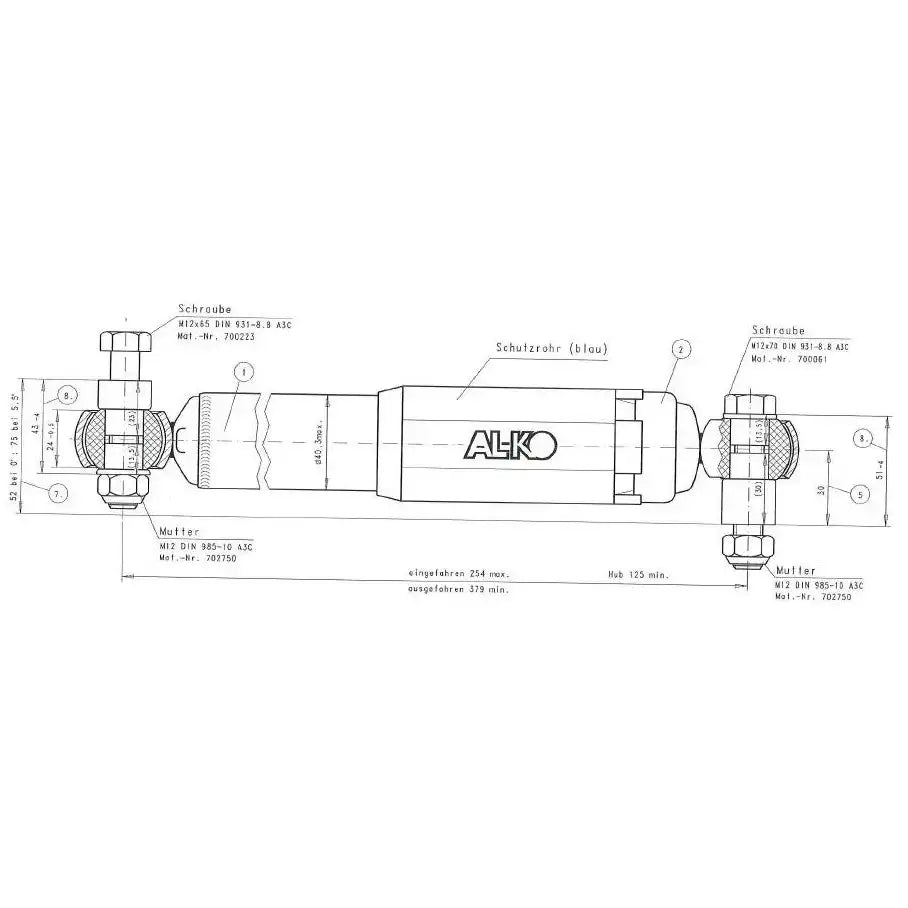 Tilhengeraksel Støtdemper Al-ko Octagon 1350-2700kg Blå - 3