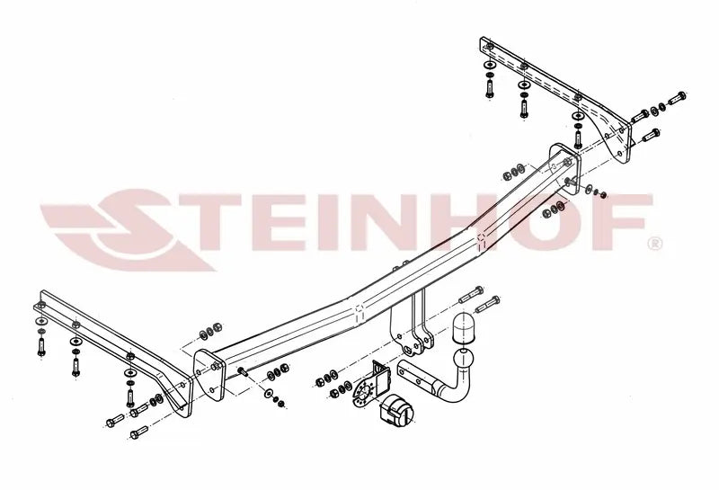 Tilhengerfeste Chrysler Voyager (LWB) (Stow'n Go) (2005-2008) – fastmontert - sett forfra