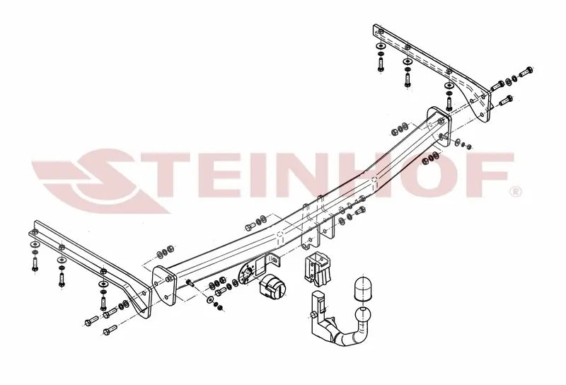 Steinhof avtagbart tilhengerfeste til Chrysler Voyager LWB Stow'n Go 2005–2008 – vertikal kule med lås