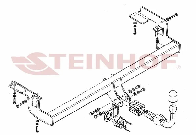 Steinhof avtagbart tilhengerfeste til Citroën C5 4/5D (2004–2008) – horisontal kule med lås