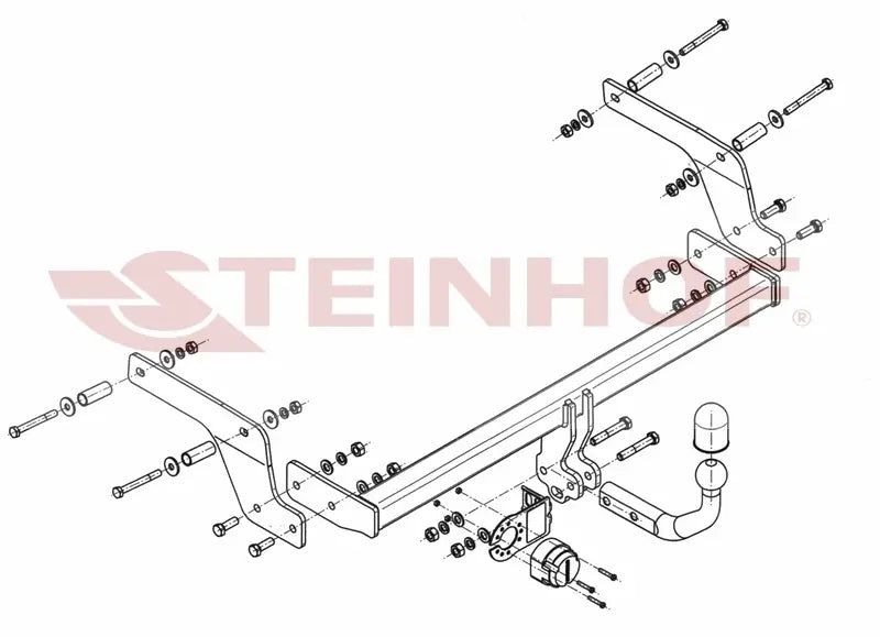 Steinhof fastmontert tilhengerfeste til Dacia Sandero Stepway 2017– – D-verdi 7,3 kN, maks. 1100 kg