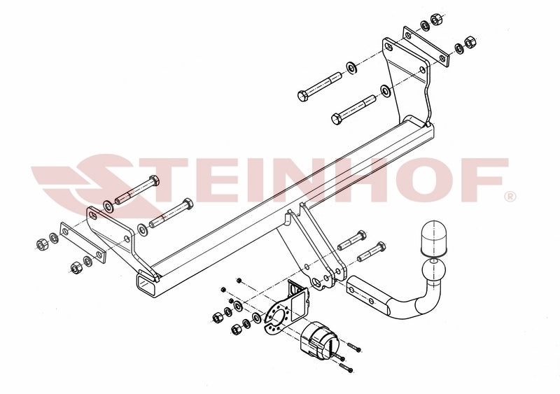 Tilhengerfeste Dodge Caliber (2006-2011) – fastmontert - sett forfra