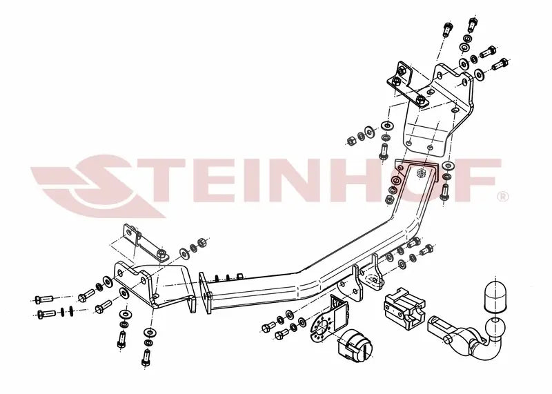 Steinhof avtagbart tilhengerfeste til Fiat Freemont 2011-2016 – horisontal kule med sikkerhetslås