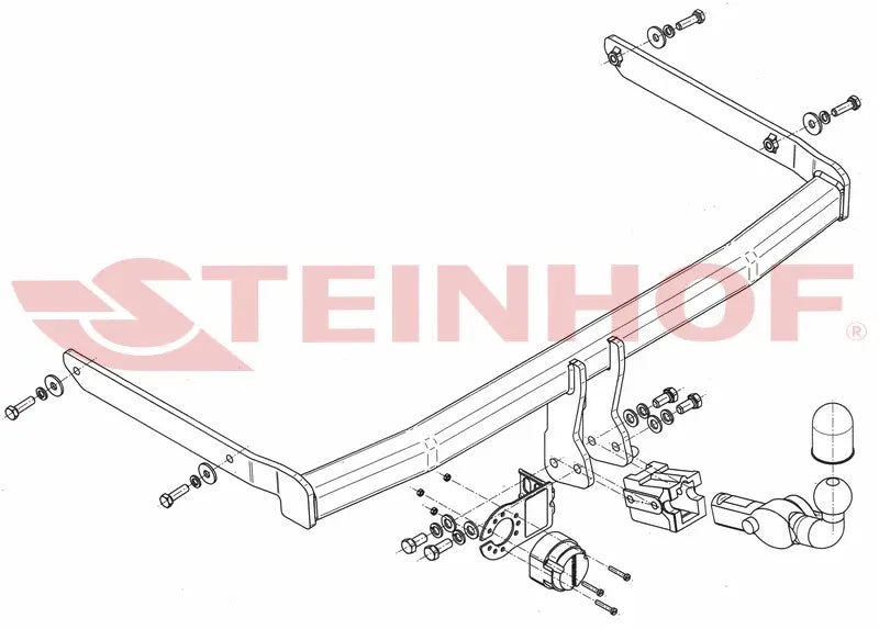 Steinhof avtagbart tilhengerfeste til Ford Fiesta Mk5 2002-2008 – horisontal kule med lås, maks. 900 kg
