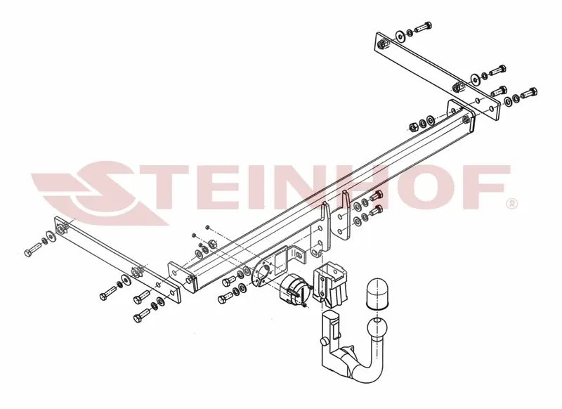 Steinhof avtagbart tilhengerfeste til Ford Fiesta Mk6 (2008-2017) – vertikal kule med lås, D-verdi 6,0 kN