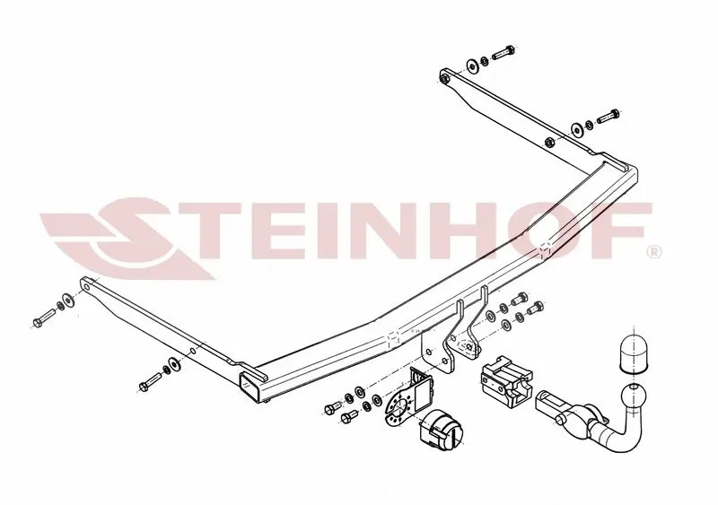 Steinhof avtagbart tilhengerfeste til Ford Focus III 4D (2011-2018) – horisontal kule med lås, D-verdi 10,0 kN