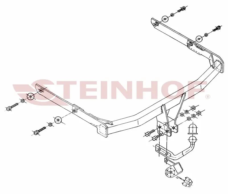 Tilhengerfeste Ford Fusion eksl. Model with parking sensor (2002-2012) – fastmontert - sett forfra