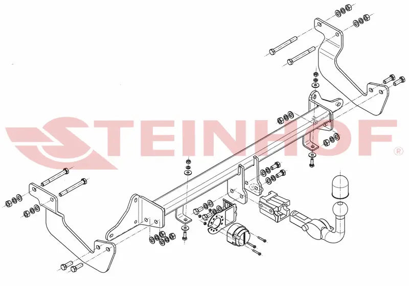 Steinhof avtagbart tilhengerfeste til Ford Transit Courier I (2014-2023) – horisontal kule med lås