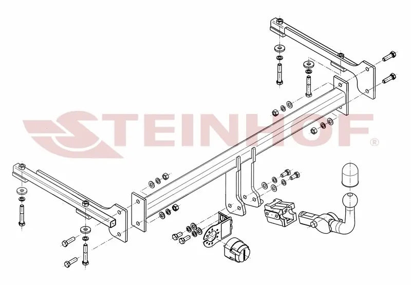 Steinhof avtagbart tilhengerfeste til Honda Civic 4D (eksl. Hibrid) 2006–2011 – horisontal kule med lås