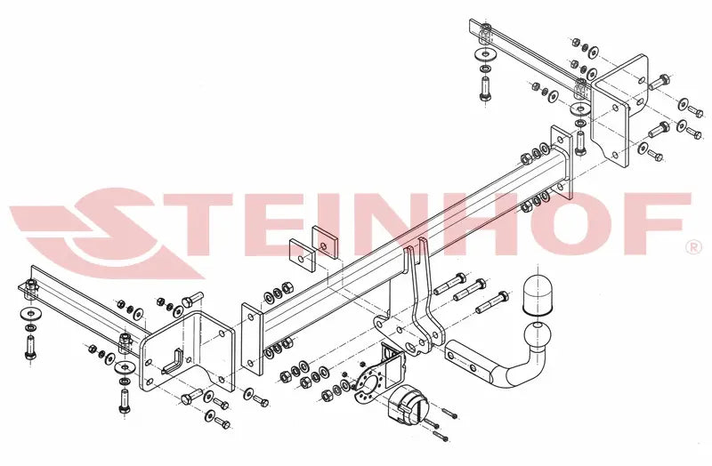 Steinhof fastmontert tilhengerfeste til Honda Civic 4D (ekskl. Hybrid) 2012–2017 – D-verdi 8,9 kN, maks. 1700 kg